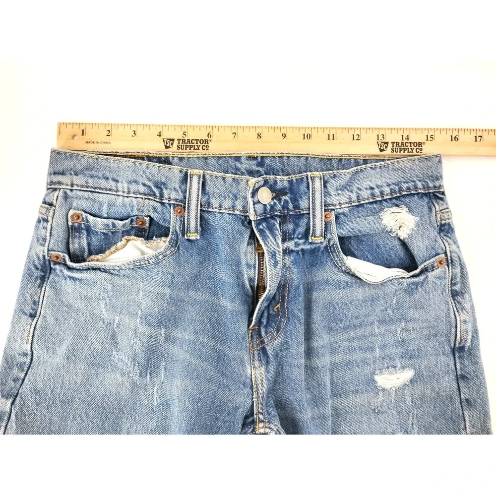Levis 502 Jeans Regular Taper Blue 30x32 Distressed Grunge